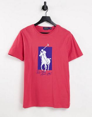 Polo Ralph Lauren - T-shirt à grand imprimé joueur de polo - Rouge