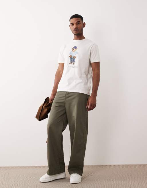 Polo Ralph Lauren - T-shirt à imprimé Polo Bear en jean sur le devant - Blanc, 2 de 5