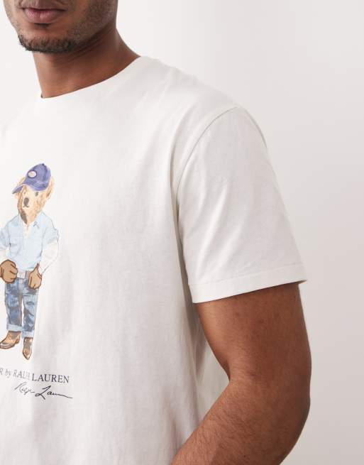 Polo Ralph Lauren - T-shirt à imprimé Polo Bear en jean sur le devant - Blanc, 3 de 5
