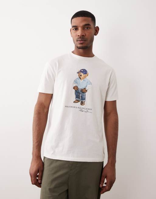 Polo Ralph Lauren - T-shirt à imprimé Polo Bear en jean sur le devant - Blanc, 5 de 5