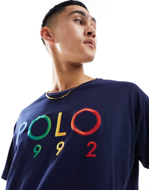 Polo Ralph Lauren - T-shirt à logo 1992 oversize multicolore - Bleu marine