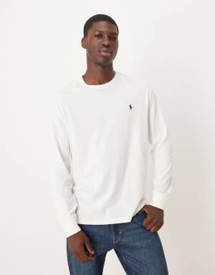 Polo Ralph Lauren - T-shirt à manches longues avec logo emblématique - Blanc