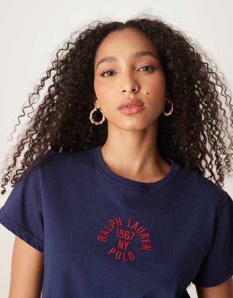 Polo Ralph Lauren - T-shirt ajusté avec logo sur le devant - Bleu marine - view 1