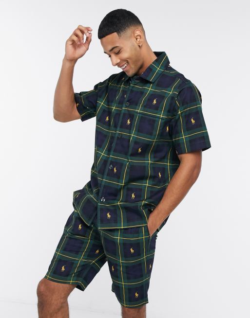 Polo Ralph Lauren t-shirt and shorts set in green and yellow check with  chest logo | ASOS