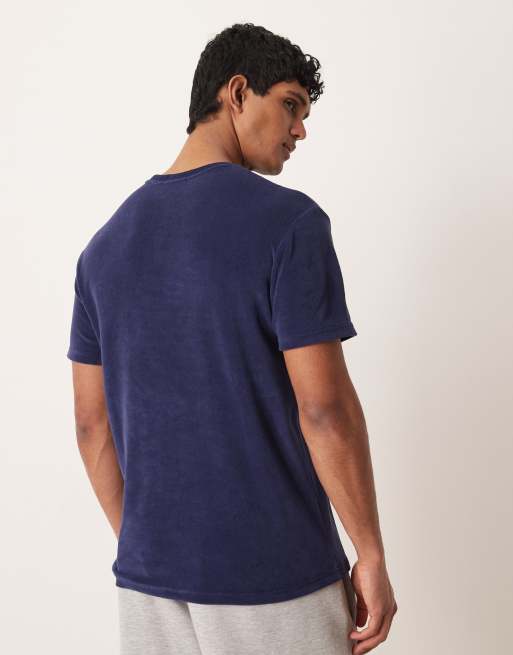 Polo Ralph Lauren – T-Shirt aus Frottee in Newport-Marineblau mit Markenlogo, Kombiteil, 3 von 5