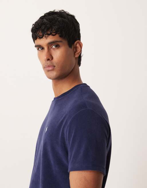 Polo Ralph Lauren – T-Shirt aus Frottee in Newport-Marineblau mit Markenlogo, Kombiteil, 4 von 5