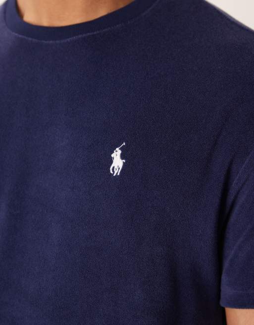 Polo Ralph Lauren – T-Shirt aus Frottee in Newport-Marineblau mit Markenlogo, Kombiteil, 5 von 5