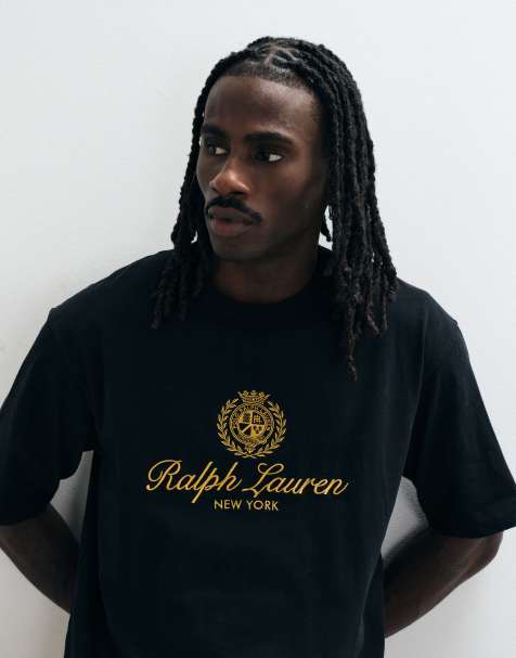 Polo Ralph Lauren T-Shirt aus schwerem Stoff mit Wappen in Schwarz - view 1