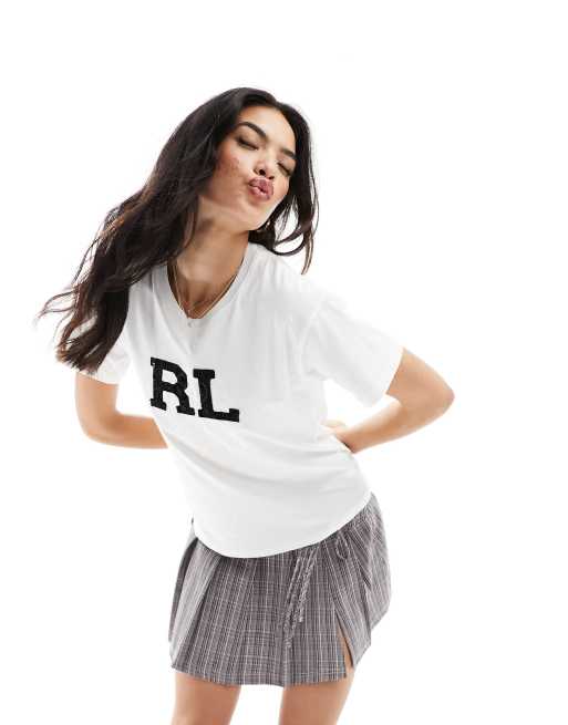 Polo Ralph Lauren - T-shirt avec logo brodé orné de sequins - Blanc