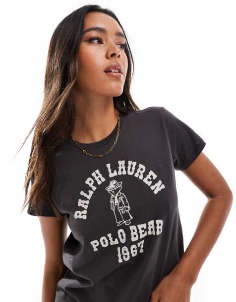 Polo Ralph Lauren - T-shirt avec logo ours style western - Noir délavé - view 1