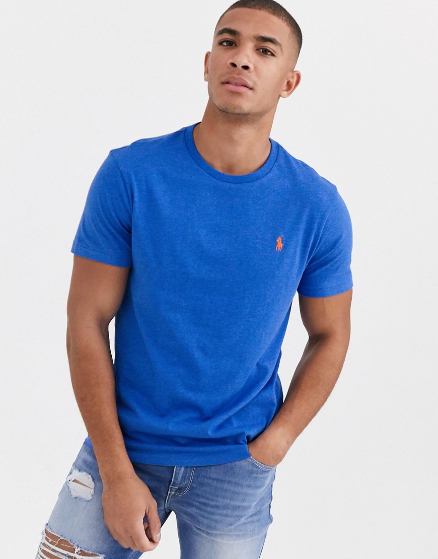 Polo Ralph Lauren - T-shirt azzurro mélange con logo-Navy