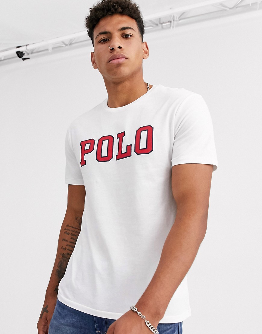 Polo Ralph Lauren - T-shirt bianca con logo grande sul petto-Bianco