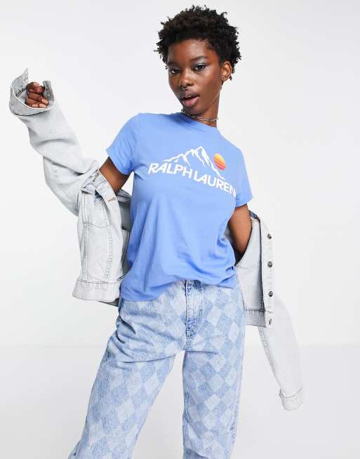 Polo Ralph Lauren - T-shirt blu con logo e montagna