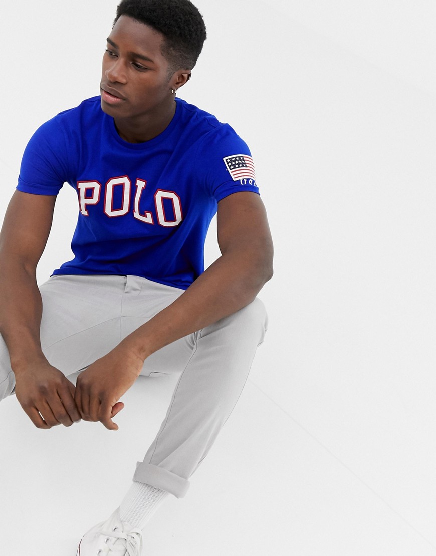Polo Ralph Lauren - T-shirt blu reale con logo applicato