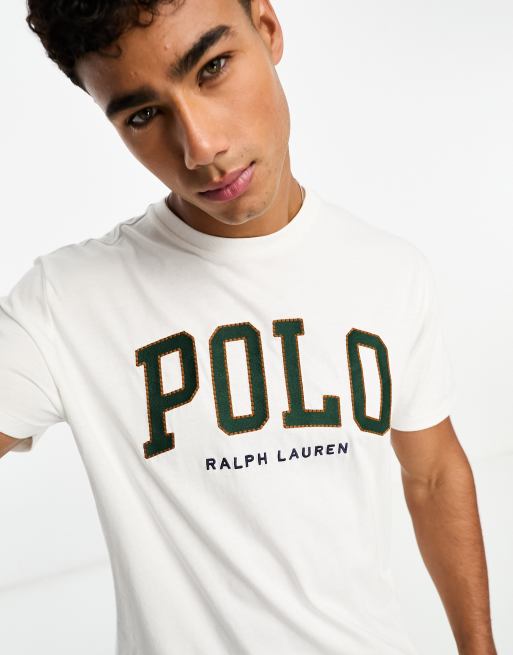 Polo Ralph Lauren - T-shirt classica oversize color crema con logo stile college
