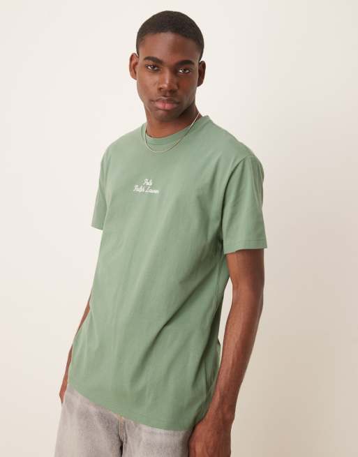 Polo Ralph Lauren - T-shirt classica oversize color verde chiaro con scritta del logo centrale