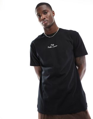 Polo Ralph Lauren central logo t-shirt classic oversized fit in black - ASOS Price Checker