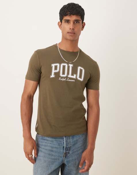 Polo Ralph Lauren - T-shirt color verde oliva con scritta del logo stile college - view 1