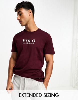 Polo Ralph Lauren lounge t-shirt with chest text logo in burgundy red - ASOS Price Checker