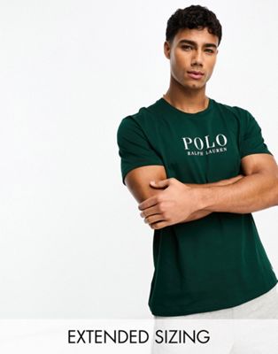 Polo Ralph Lauren lounge t-shirt with chest text logo in green - ASOS Price Checker
