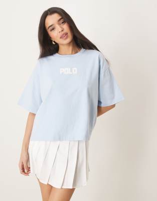 Polo - T-shirt coupe carrée à logo - Bleu clair XL