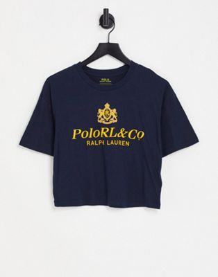 Polo Ralph Lauren cropped logo t-shirt in black - ASOS Price Checker