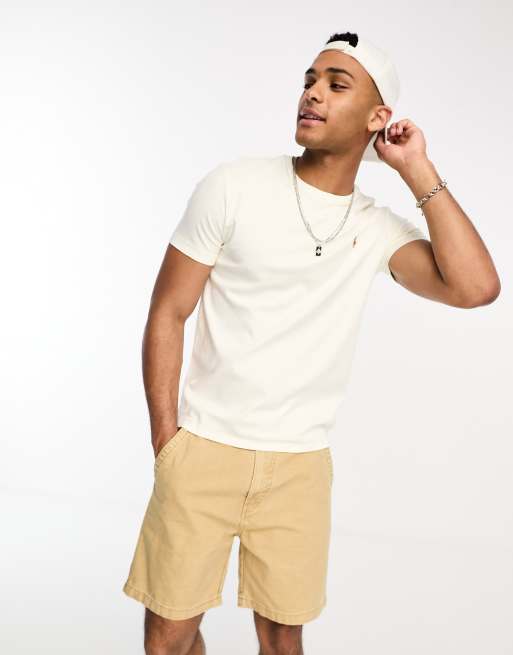 Polo Ralph Lauren - T-shirt custom fit color crema in cotone pima con logo