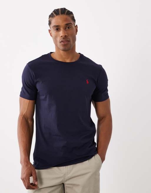 Polo Ralph Lauren - T-shirt custom slim fit blu navy girocollo, 3 di 5