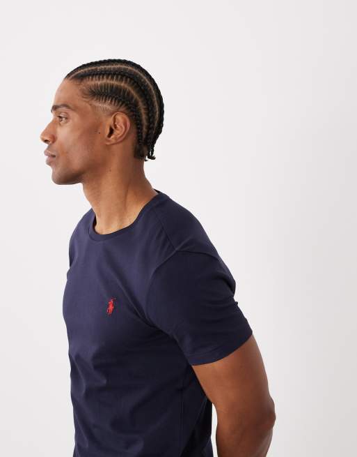 Polo Ralph Lauren - T-shirt custom slim fit blu navy girocollo, 4 di 5