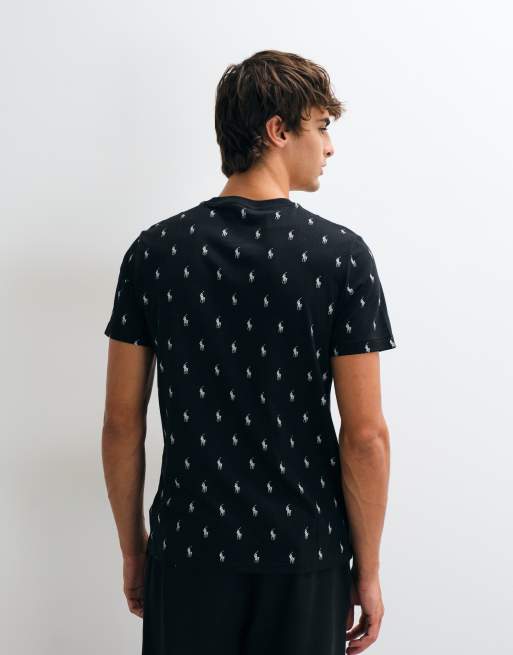 Polo Ralph Lauren T-shirt da casa nera con logo icon all over, 3 di 5