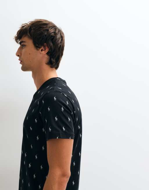 Polo Ralph Lauren T-shirt da casa nera con logo icon all over, 5 di 5