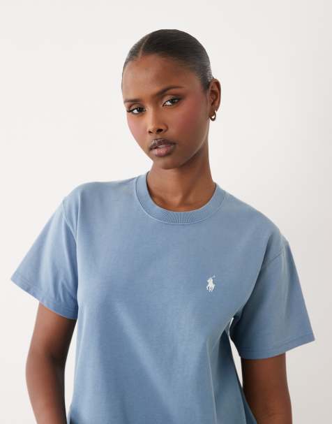 Polo Ralph Lauren - T-shirt dritta blu con stampa sul retro - view 1