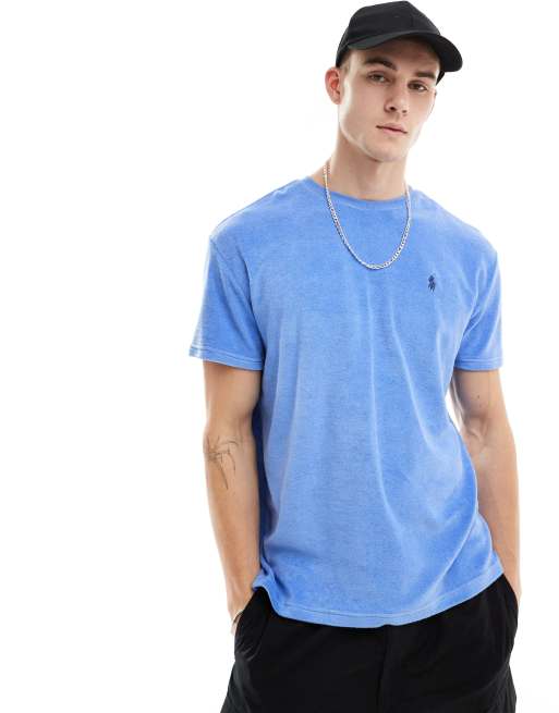 Polo Ralph Lauren - T-shirt en coton éponge léger avec logo emblématique - Bleu clair