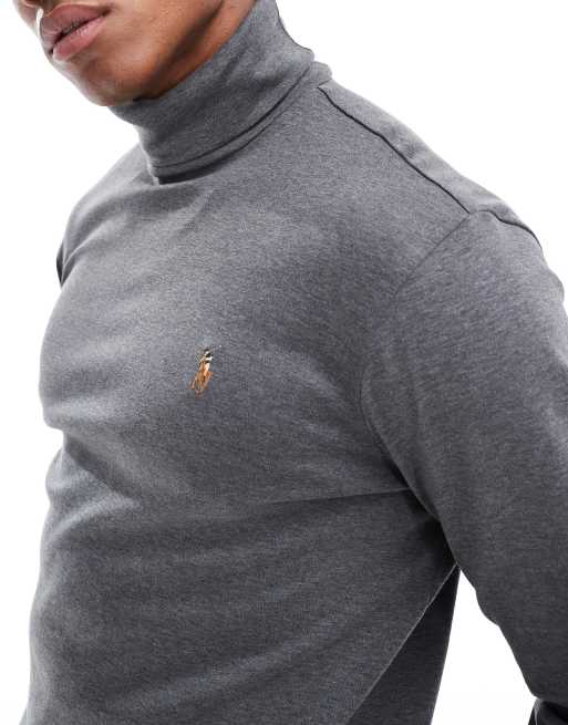 T-shirt Ted Lapidus Manches Longues Col Roulé Gris Foncé - Coton Stretch Taille L - Neuf Avec étiquettes