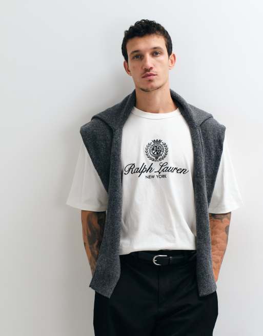 Polo Ralph Lauren t-shirt épais à écusson en crème, 2 de 5