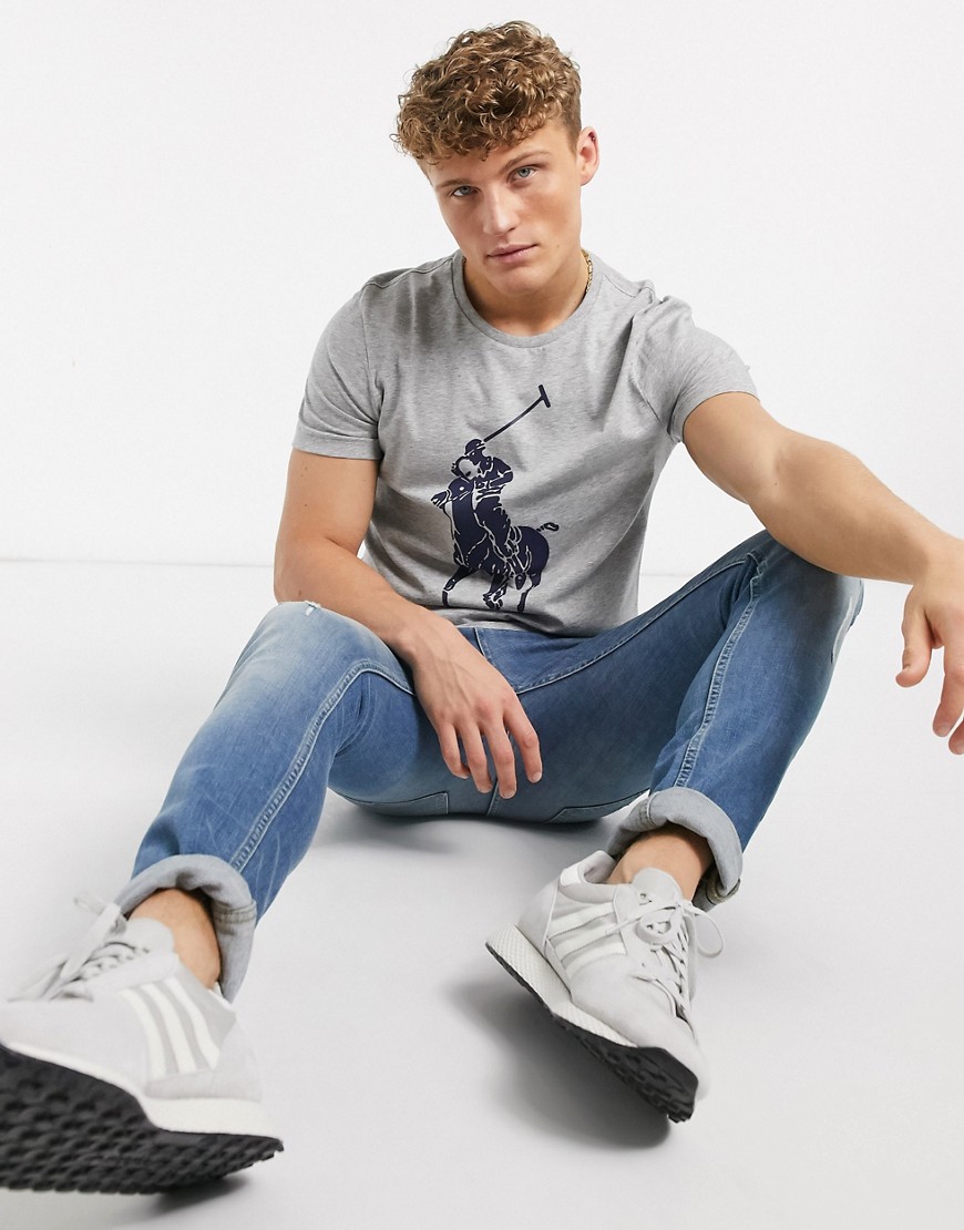 Polo Ralph Lauren - T-shirt grigio mélange con logo grande