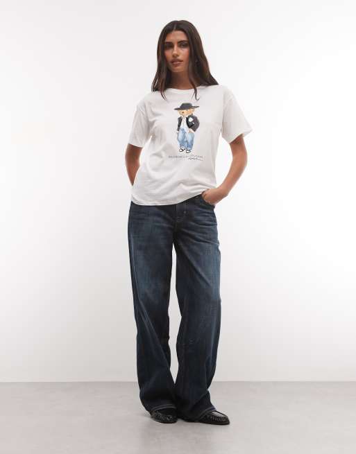 Polo Ralph Lauren t-shirt imprimé ours de Noël écru, 2 de 4