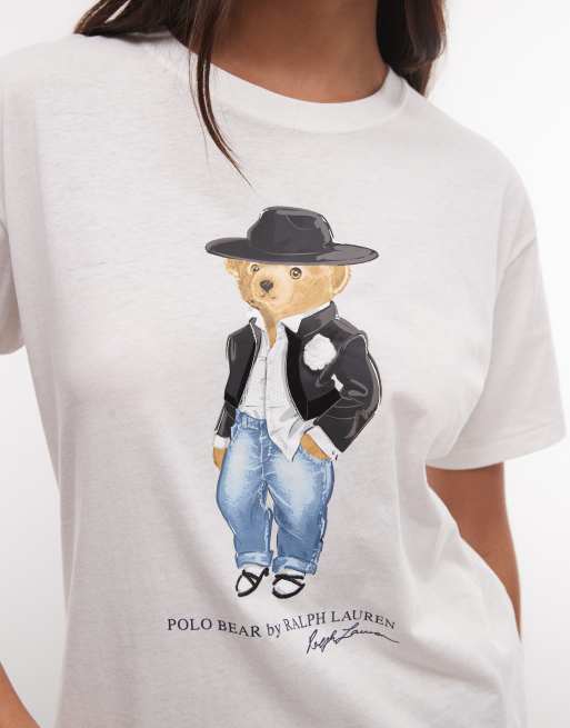 Polo Ralph Lauren t-shirt imprimé ours de Noël écru, 3 de 4
