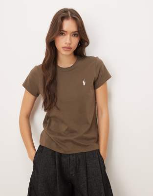 Polo Ralph Lauren - T-Shirt in Braun mit Markenlogo und Rundhalsausschnitt-Brown