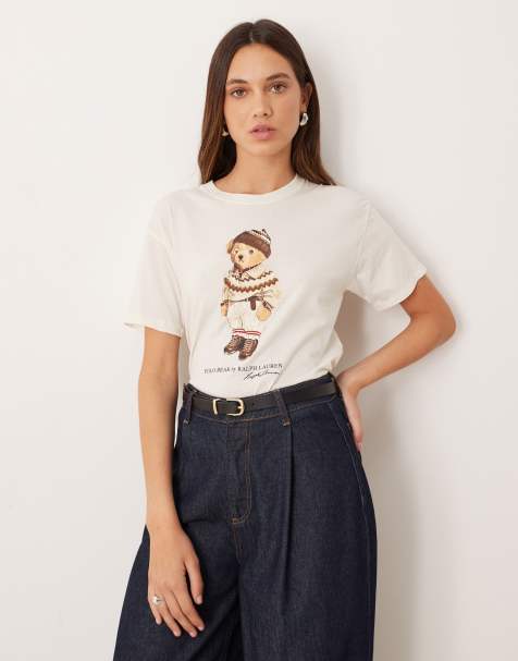 Polo Ralph Lauren – T-Shirt in Cremeweiß mit Bär-Logo - view 1