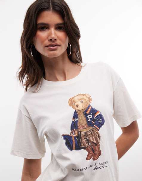 Polo Ralph Lauren T-shirt in maglia con orsetto bianca - view 1