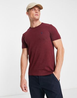 Polo Ralph Lauren icon logo t-shirt custom fit in burgundy marl - ASOS Price Checker