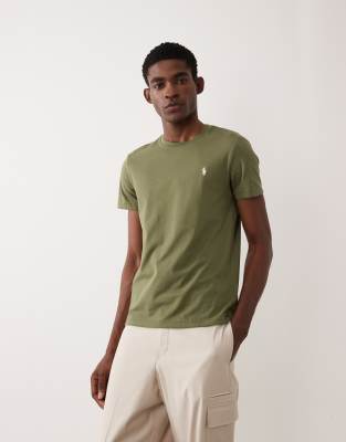 Polo - T-Shirt in mittlerem Olivgrün mit Polospieler-Logo Grün L