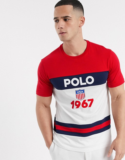 Polo Ralph Lauren t-shirt in red colour block with chest logo