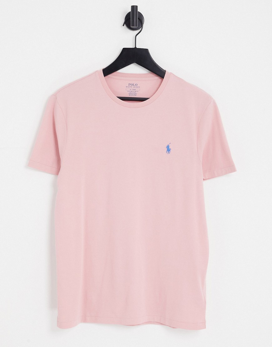 polo ralph lauren t-shirt in washed pink with pony logo