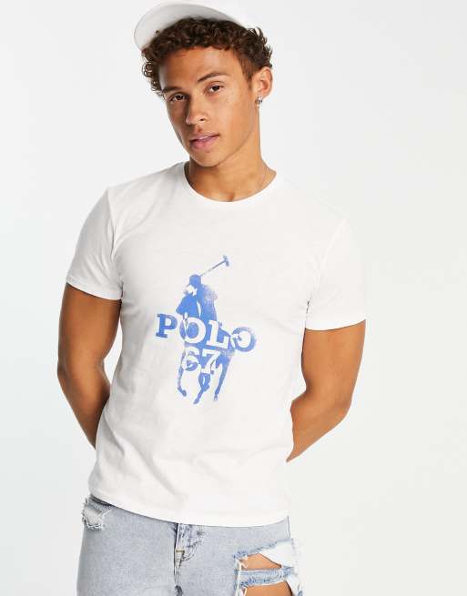 Polo Ralph Lauren – T-Shirt in Weiß mit großem Polospieler-Logoprint