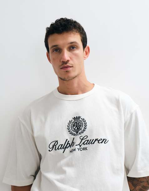 Polo Ralph Lauren T-shirt med crest i kraftig kvalitet i creme - view 1