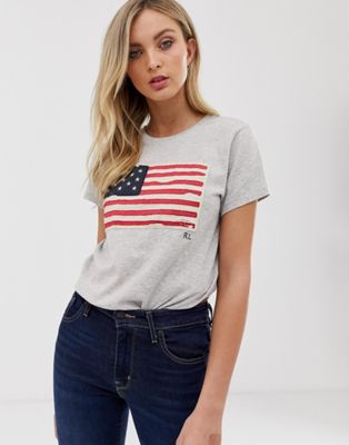 Polo Ralph Lauren – T-shirt med flagga-Grå