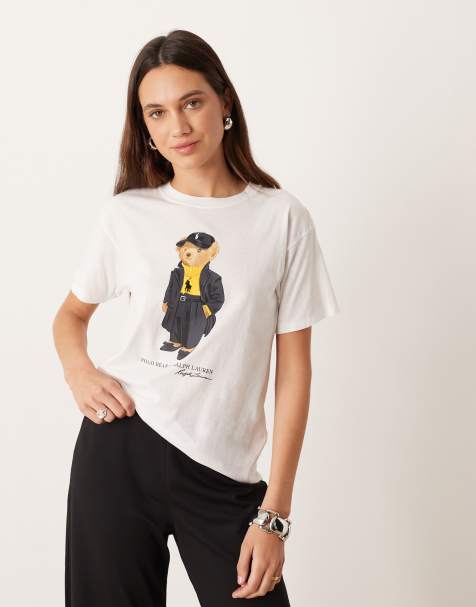Polo Ralph Lauren - T-shirt met beerlogo in wit - view 1
