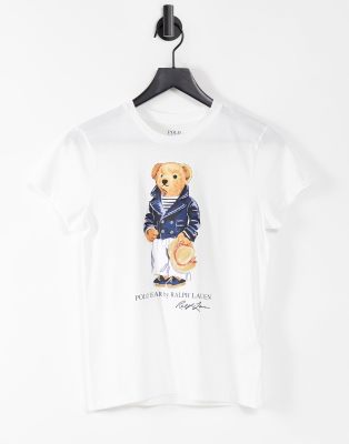 Polo Ralph Lauren - T-shirt met beerprint en logo in wit